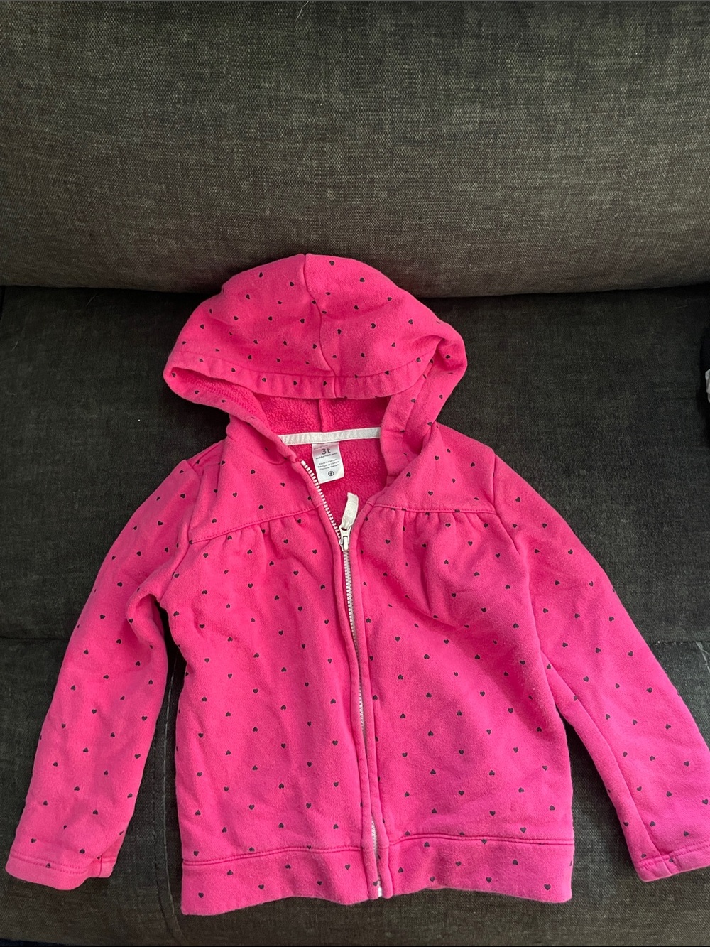Girls' Hot Pink Hooded Zip-Up Sweatshirt